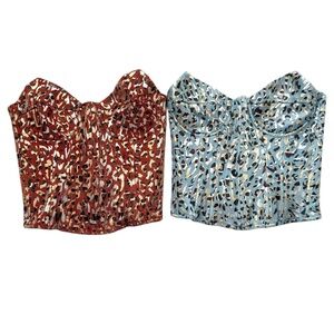 PrettyLittleThing Red and Blue Leopard Print corsets